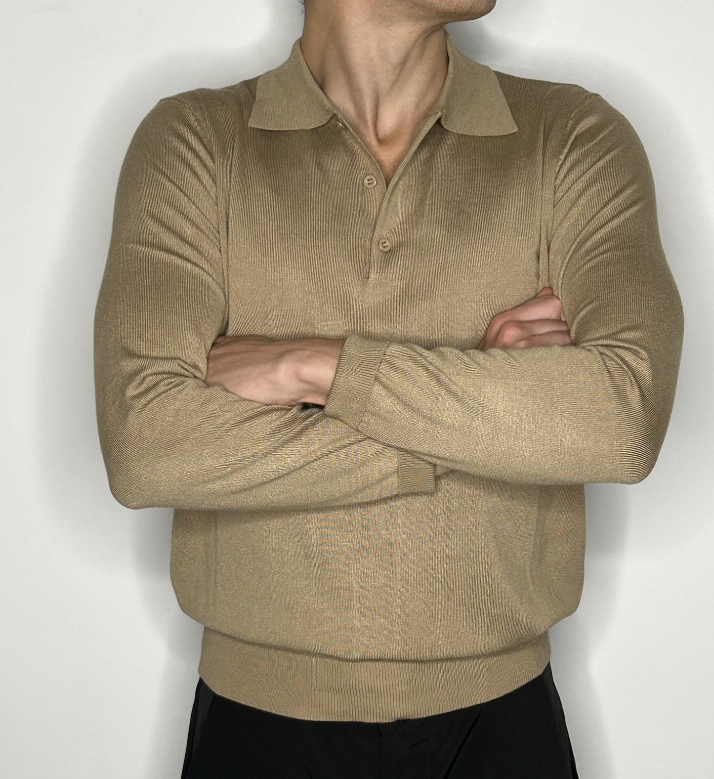 Classic Sweater with Buttons - Beige