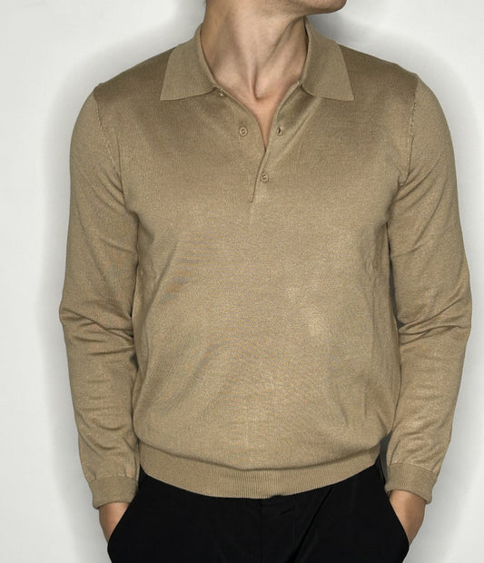 Classic Sweater with Buttons - Beige