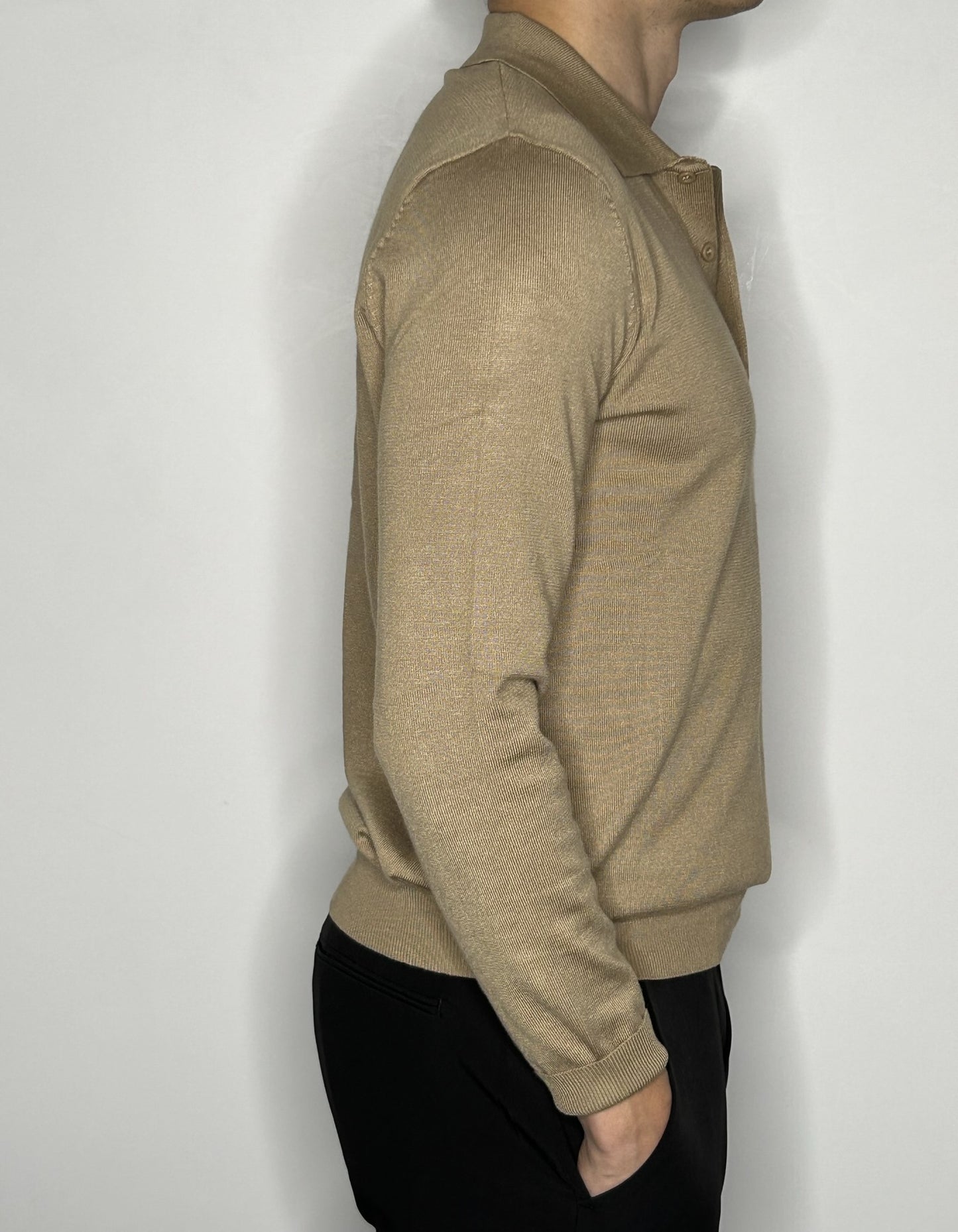 Classic Sweater with Buttons - Beige