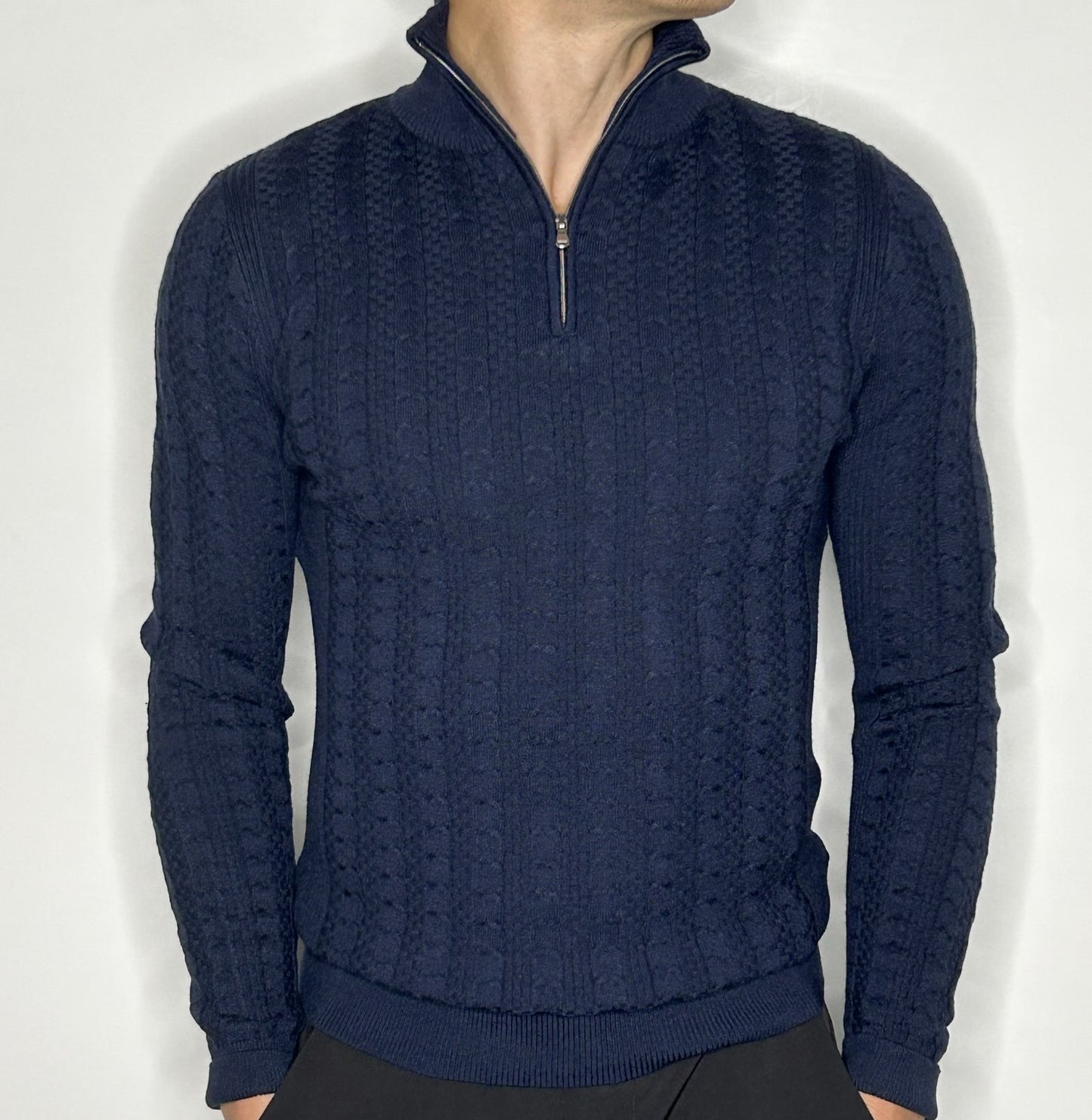 Maglione con Zip - Nero/Blu/Bianco